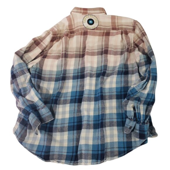 Upcycled Distressed Flannel with "Empire Records" Embroidered Patch XXL - Picture 4 of 7